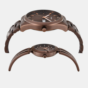 Fashion Couple Quartz Brown Dial Analog Stainless Steel Watch TW00PR311