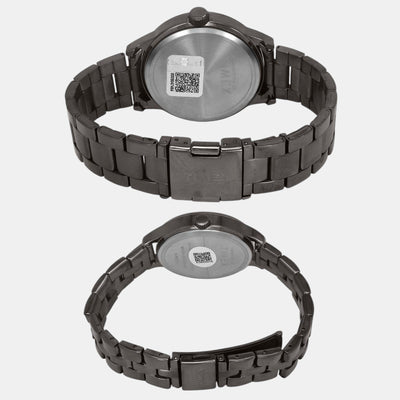 Fashion Couple Quartz Burgundy Dial Multi-Function Stainless Steel Watch TW00PR314