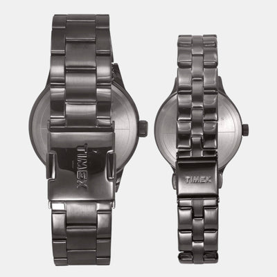 Fashion Couple Quartz Burgundy Dial Multi-Function Stainless Steel Watch TW00PR314