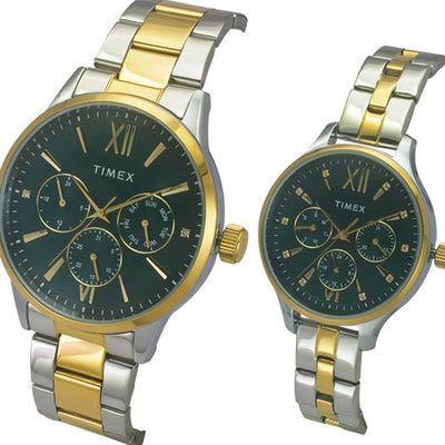 Timex Unisex Teal Round Dial Analog Pair Watches 44mm & 36mm TW00PR315