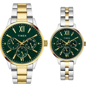 Timex Unisex Teal Round Dial Analog Pair Watches 44mm & 36mm TW00PR315