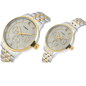 Timex Pairs Grey Round Dial Analog Watch  44mm & 36mm TW00PR317