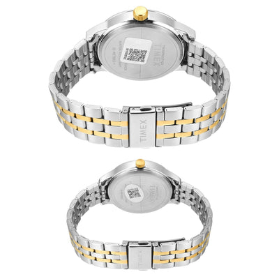 Fashion Couple Quartz Grey Dial Multi-Function Stainless Steel Watch TW00PR317