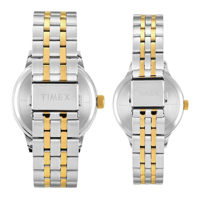 Fashion Couple Quartz Grey Dial Multi-Function Stainless Steel Watch TW00PR317