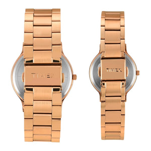 Fashion Couple Quartz Blue Dial Analog Stainless Steel Watch TW00PR322