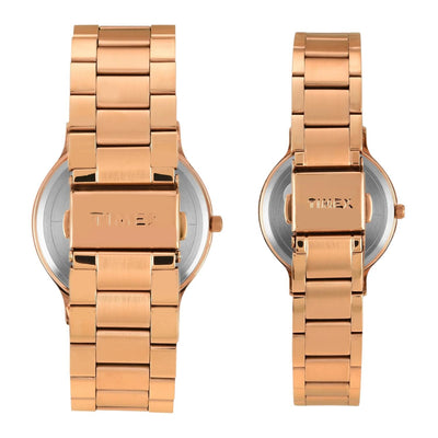 Fashion Couple Quartz Blue Dial Analog Stainless Steel Watch TW00PR322