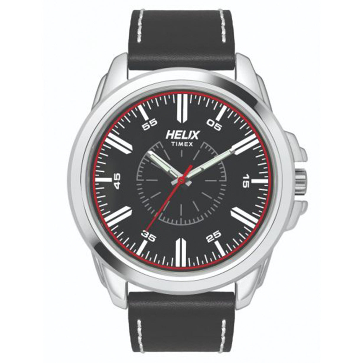 Helix Analog Black Dial Leather