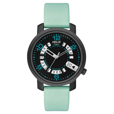 Helix Black Dial Leather Strap
