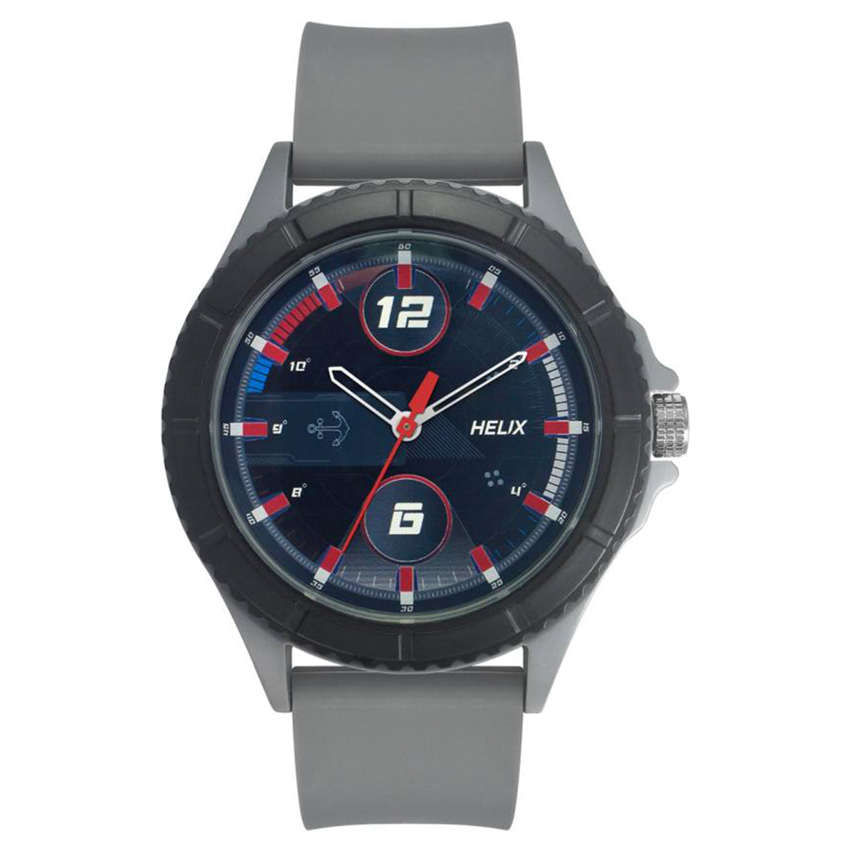 Helix Analog Black Dial Leather Strap