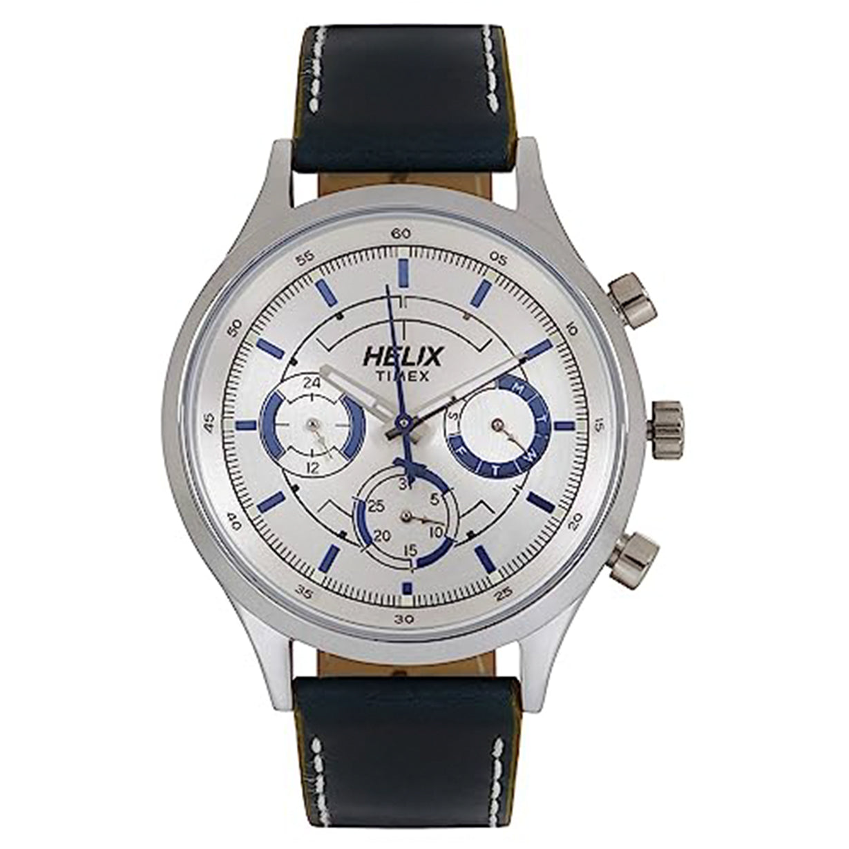 Helix Silver Dial Leather Strap