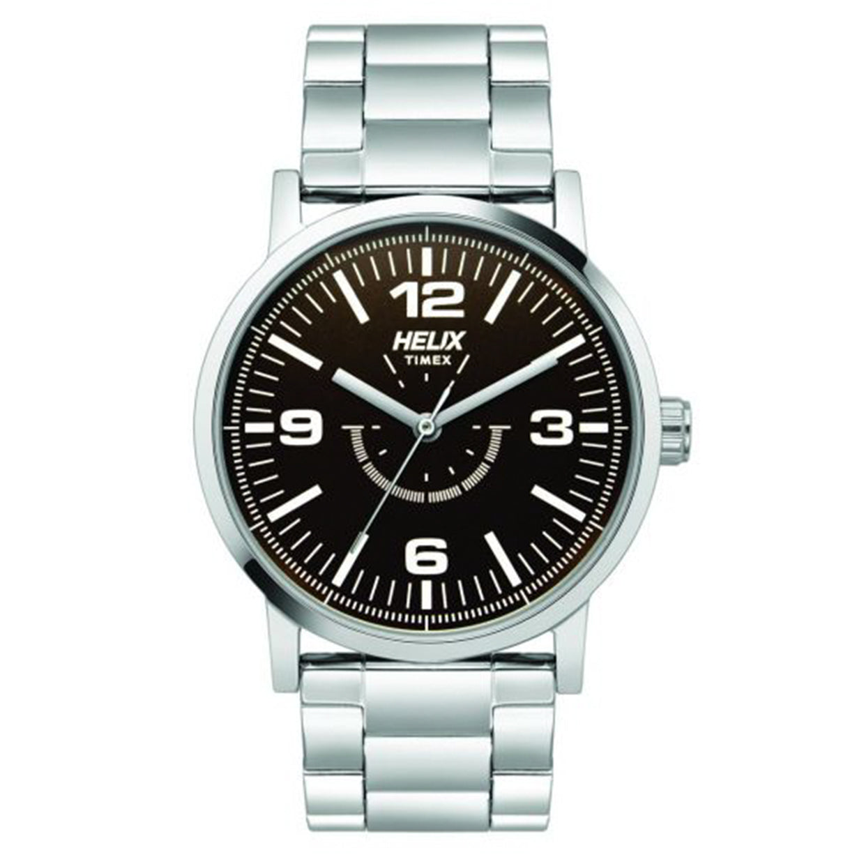 Helix Men Brown Dial Stainless Steel Strap