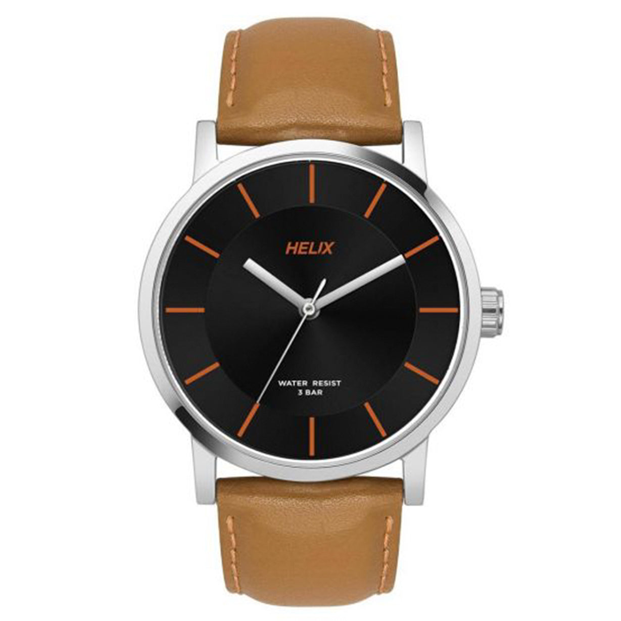 Helix Analog Men Black Dial Leather