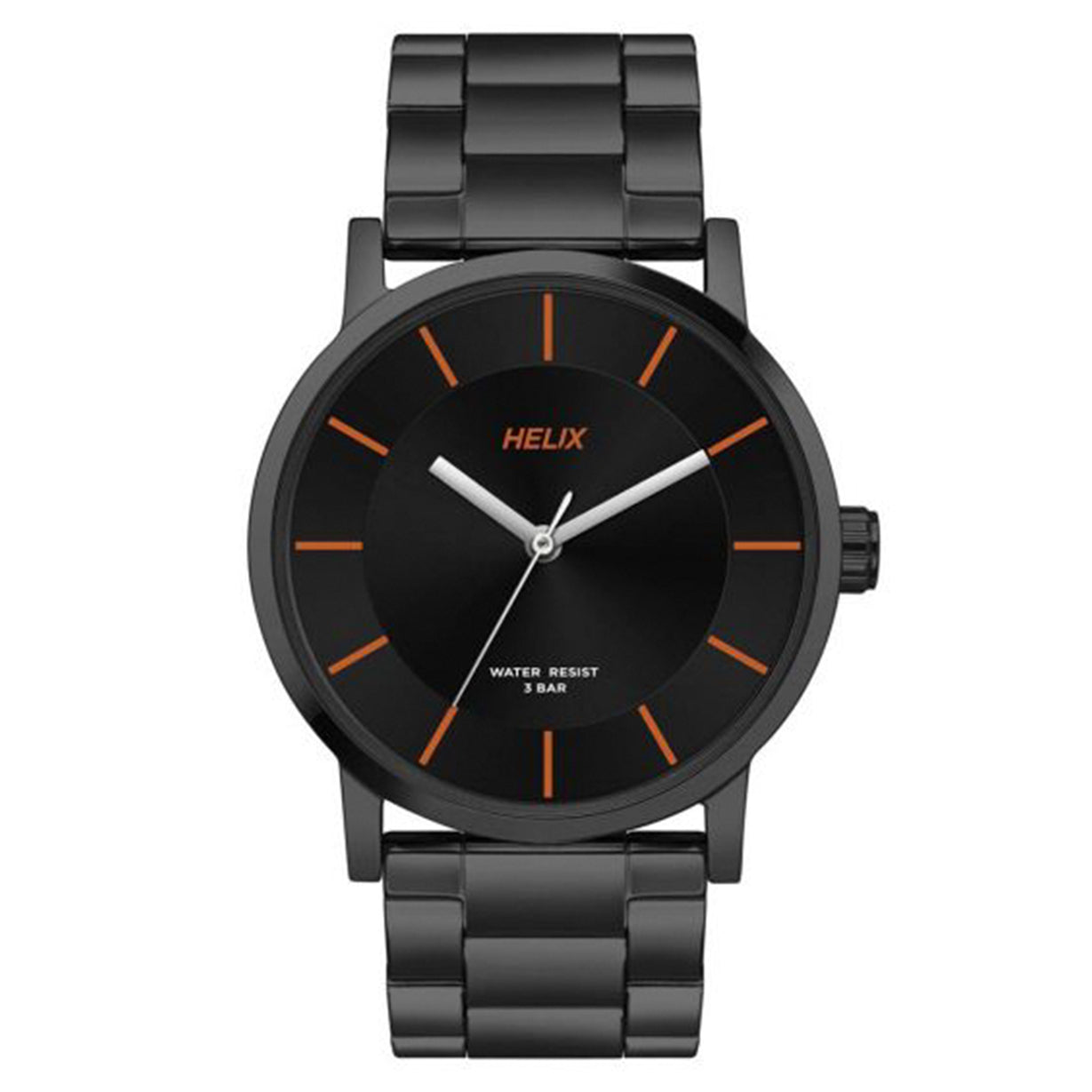 Helix Analog Men Black Dial Stainless Steel Strap