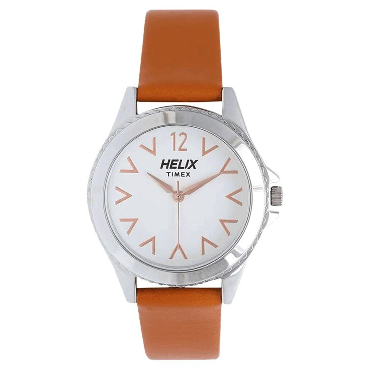 Helix Analog White Dial Leather Strap