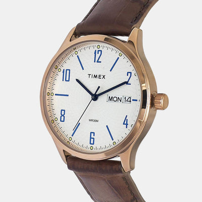 Classics Men Quartz Silver Dial Analog Leather Watch TW0TG6514