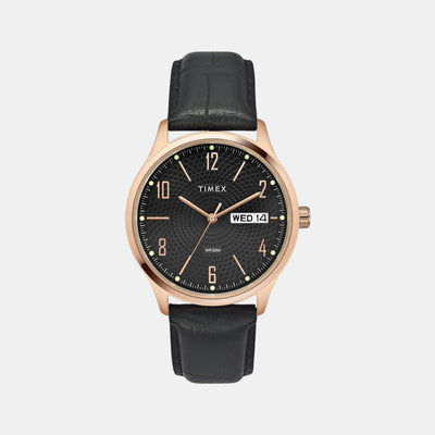 Classics Men Quartz Black Dial Analog Leather Watch TW0TG6516