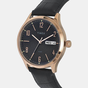 Classics Men Quartz Black Dial Analog Leather Watch TW0TG6516
