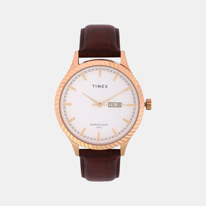 Classics Men Quartz White Dial Analog Leather Watch TW0TG7503