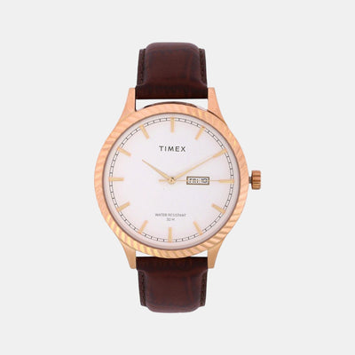 Classics Men Quartz White Dial Analog Leather Watch TW0TG7503