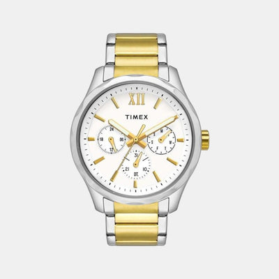 Fashion Men Quartz White Dial Chronograph Stainless Steel Watch TW0TG7616
