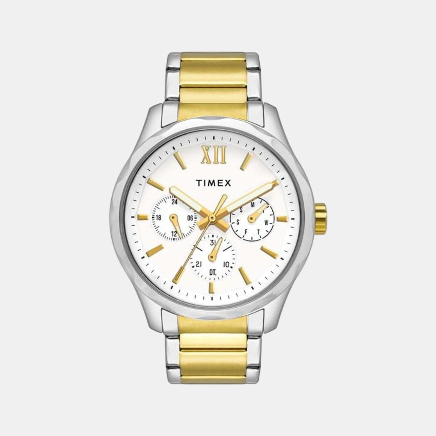 Fashion Men Quartz White Dial Chronograph Stainless Steel Watch TW0TG7616