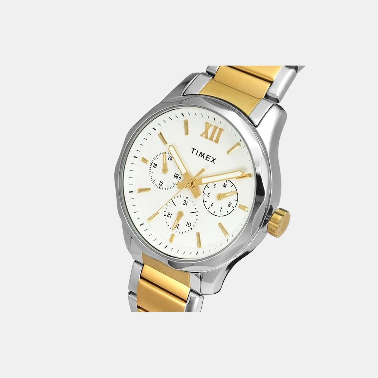 Fashion Men Quartz White Dial Chronograph Stainless Steel Watch TW0TG7616