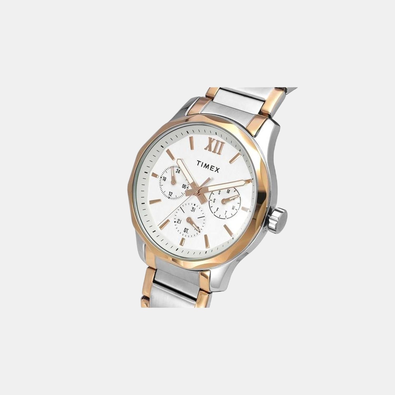 Fashion Men Quartz White Dial Chronograph Stainless Steel Watch TW0TG7618