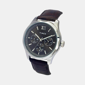 Fashion Men Quartz Brown Dial Multi-Function Leather Watch TW0TG7633
