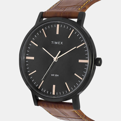 Classics Men Quartz Black Dial Analog Leather Watch TW0TG8004