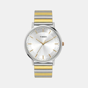 Fashion Men Quartz Silver Dial Analog Stainless Steel Watch TW0TG8009