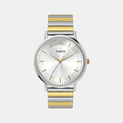Fashion Men Quartz Silver Dial Analog Stainless Steel Watch TW0TG8009