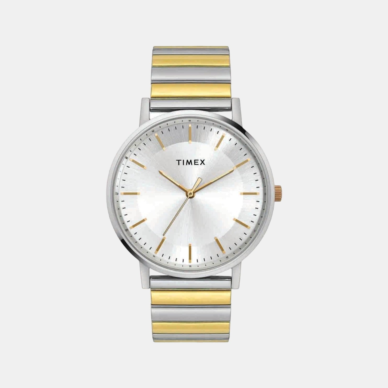 Fashion Men Quartz Silver Dial Analog Stainless Steel Watch TW0TG8009
