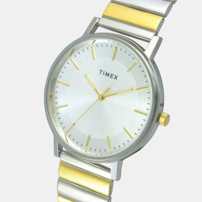 Fashion Men Quartz Silver Dial Analog Stainless Steel Watch TW0TG8009