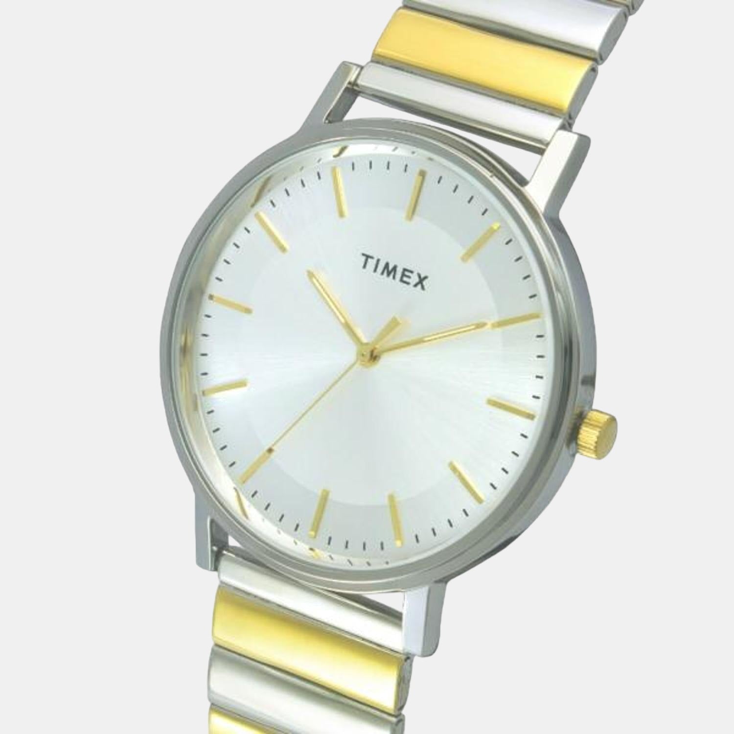 Fashion Men Quartz Silver Dial Analog Stainless Steel Watch TW0TG8009