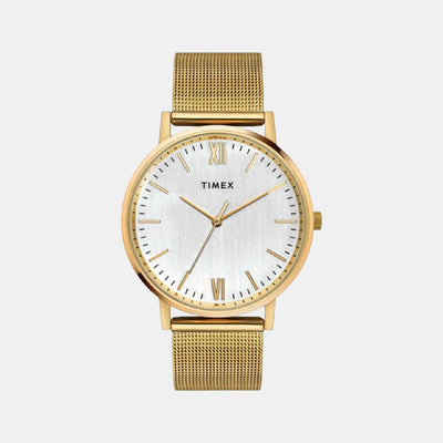Fashion Men Quartz Silver Dial Analog Stainless Steel Watch TW0TG8010