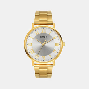 Fashion Men Quartz Silver Dial Analog Stainless Steel Watch TW0TG8023