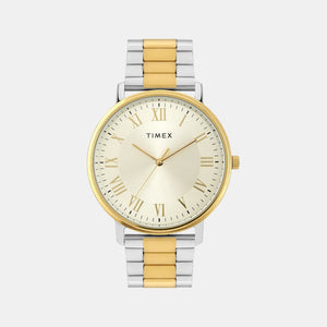 Fashion Men Quartz Champagne Dial Analog Stainless Steel Watch TW0TG8025