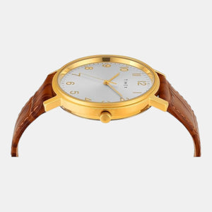 Fashion Men Quartz Silver Dial Analog Leather Watch TW0TG8026
