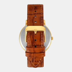 Fashion Men Quartz Silver Dial Analog Leather Watch TW0TG8026
