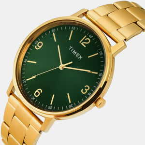 Fashion Men Quartz Green Dial Analog Stainless Steel Watch TW0TG8027