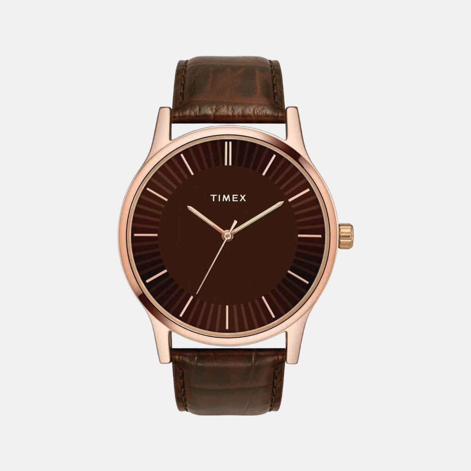 Fashion Men Quartz Brown Dial Analog Leather Watch TW0TG8300