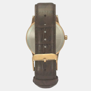 Fashion Men Quartz Brown Dial Analog Leather Watch TW0TG8300