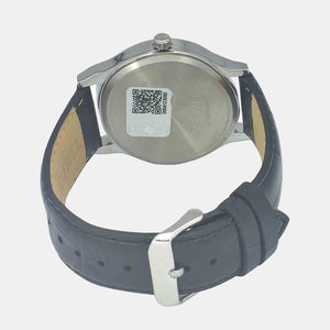 Fashion Men Quartz Silver Dial Analog Leather Watch TW0TG8301