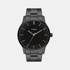 Fashion Men Quartz Black Dial Analog Stainless Steel Watch TW0TG8304