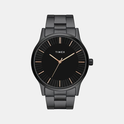 Fashion Men Quartz Black Dial Analog Stainless Steel Watch TW0TG8304