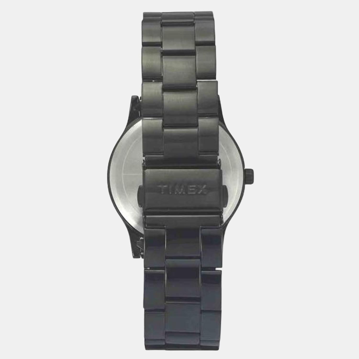 Fashion Men Quartz Black Dial Analog Stainless Steel Watch TW0TG8304