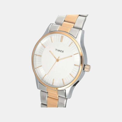 Fashion Men Quartz White Dial Analog Stainless Steel Watch TW0TG8308