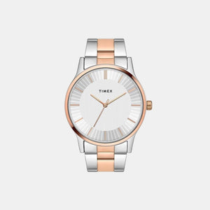 Fashion Men Quartz White Dial Analog Stainless Steel Watch TW0TG8308