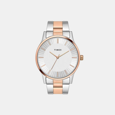 Fashion Men Quartz White Dial Analog Stainless Steel Watch TW0TG8308