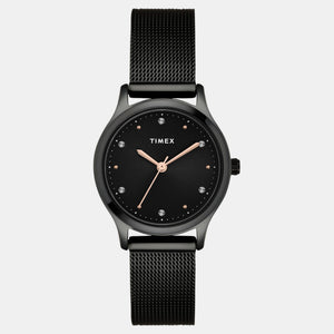 Fashion Women Quartz Black Dial Analog Stainless Steel Watch TW0TL8716